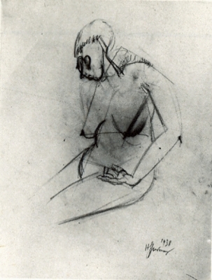 Étude de nu - Dessin mine de plomb. 1938 (23,5x25)